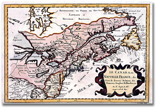 Carte : Sanson, Nicolas. Le Canada ou Nouvelle France, &c. Tirée de diverses Relations des François, Anglois, Hollandois, &c. [vers 1660]