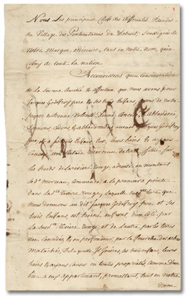 Land deed, Pottawatomi Nation to Jacques Godefroy, 1776 -  Page 1