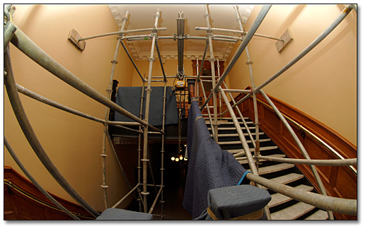 Photo: Scaffolding with Hoist in Stairwell
