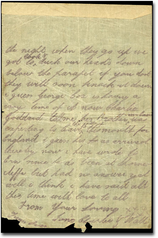 Letter dated September 24, 1915, from Charlie Gray to his parents Alfred and Emily, Page 4