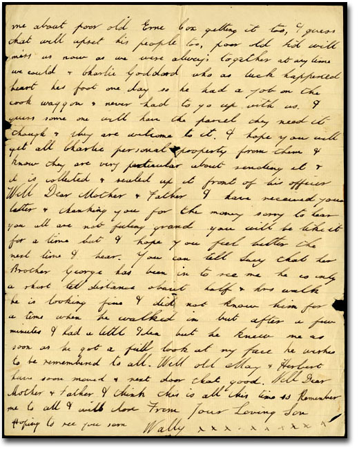 Letter dated July 10, 1916, from Wally Gray to his parents Alfred and Emily, Page 3