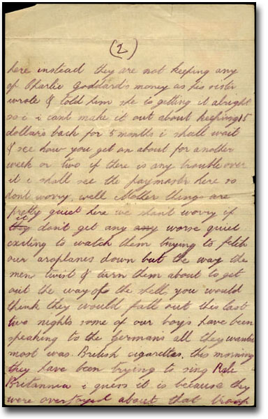 Lettre datée du 20 août 1915, de Charlie Gray à ses parents Alfred et Emily, Page 2