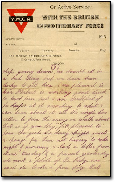 Lettre datée du 20 août 1915, de Charlie Gray à ses parents Alfred et Emily, Page 3