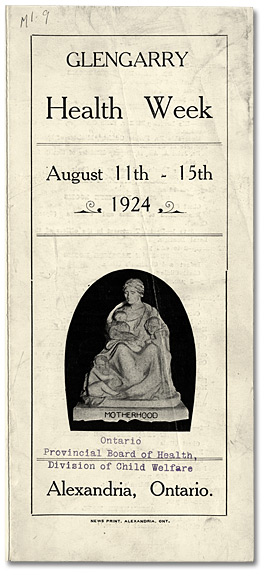 Promotional flyer for Glengarry Health Week, 1924