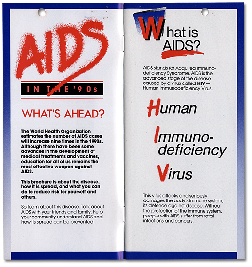 Aids in the ‘90s The New Facts of Life. Brochure, page couverture, 1989