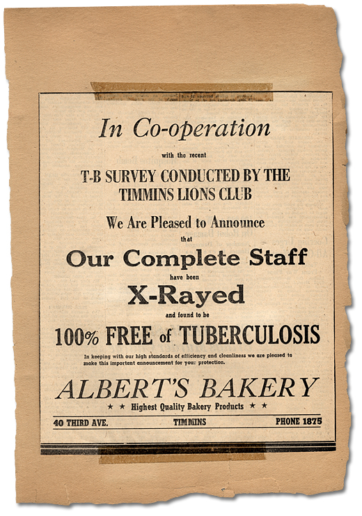 Enquête sur la tuberculose. Timmins, 1944