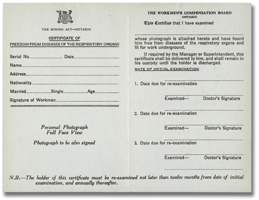 Certificate for freedom from respiratory disease, 1939
