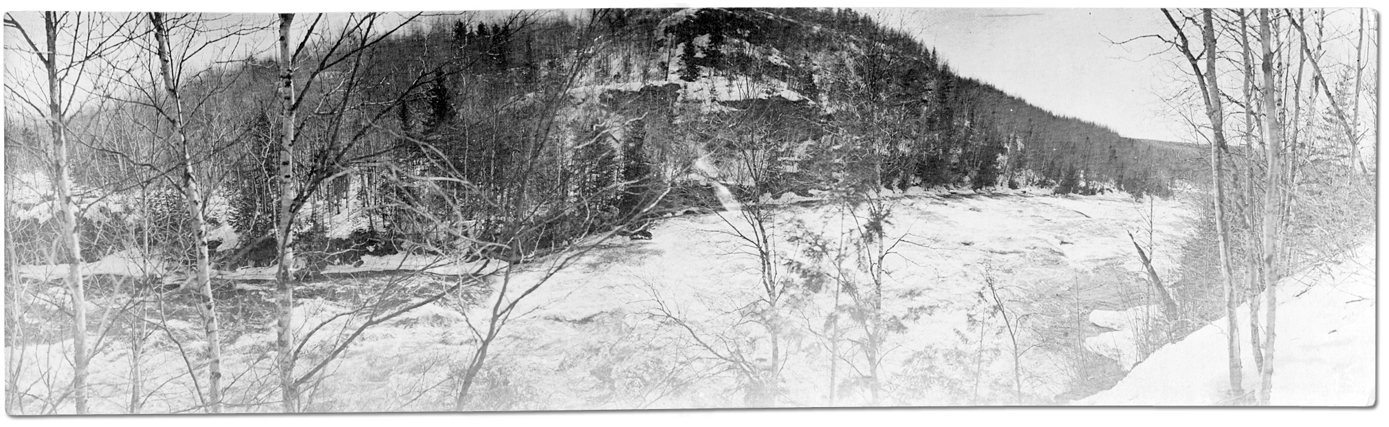 Photo: View of a hillside river, [ca. 1915]