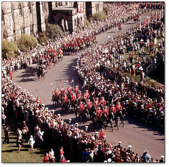Photo: RCMP procession approaching Parliament Hill