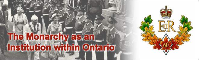 The Achives of Ontario Celebrates the Diamond Jubilee of Queen Elizabeth II: The Monarchy as an Institution within Ontario - Page Banner and Navigation Bar