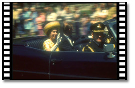 extrait vidéo de l'arrivée et de la procession de voitures de 1973