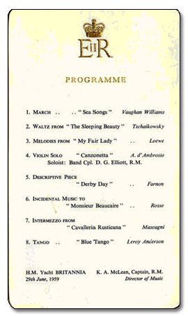 Musical programme on board the Britannia 