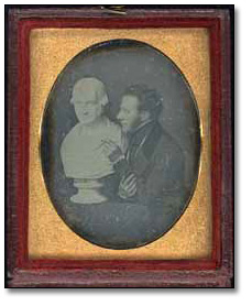 William Langton with bust of Thomas Langton