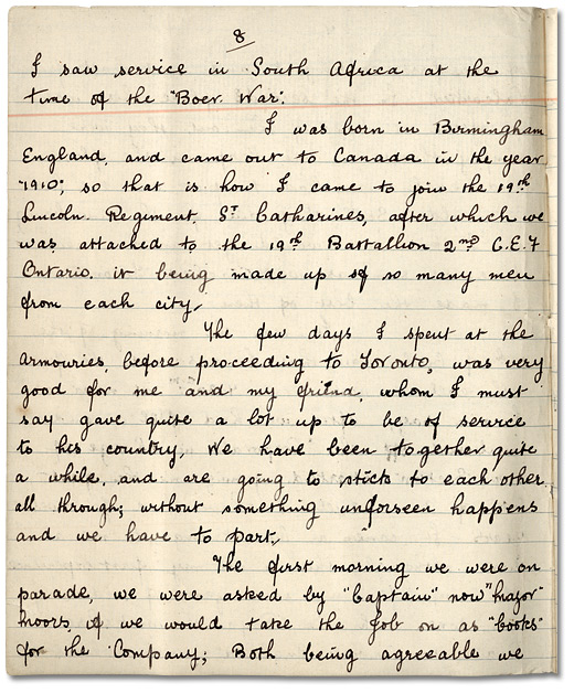 John Mould's Diary, p 8, 1914