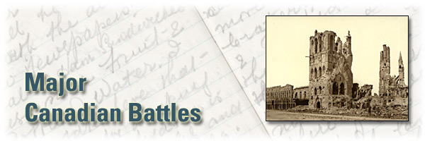 Excerpts from the John Mould Diaries : Major Battles of the Western Front including dates of Canadian Participation - Page Banner