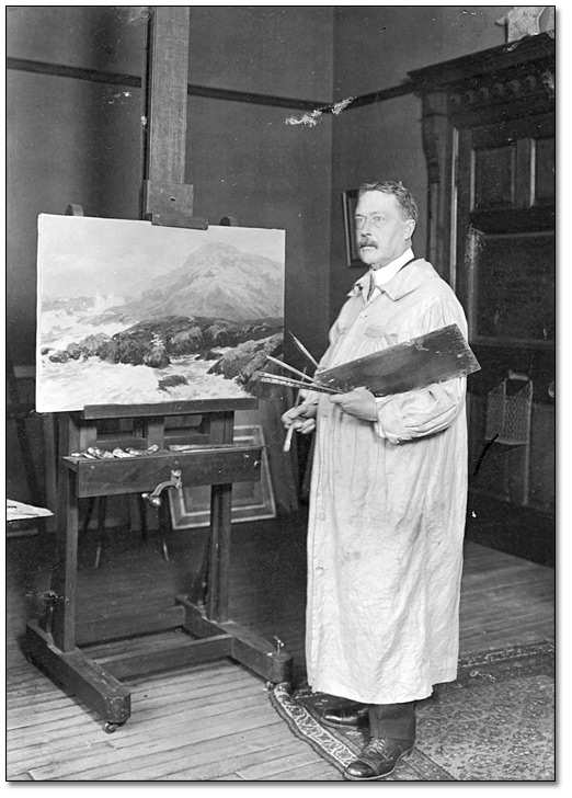 Photographie : Robert Ford Gagen dans son studio, [vers 1900]
