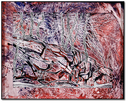 acrylique sur carte couchée : Fossil – Purple [Fossile - Pourpre], 2004
