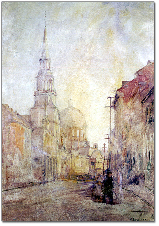 Watercolour: Bonsecours Church and Market, 1913