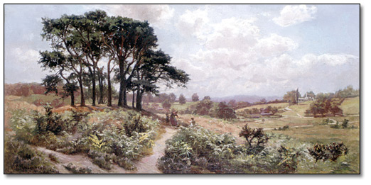 Huile sur toile : A Surrey Heath, 1898