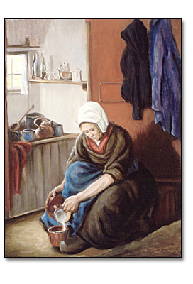 Oil on canvas: A Dutch Interior, 1906