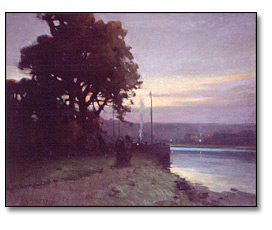 Oil on canvas: Evening on the Seine, near Paris, 1903