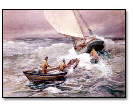 Watercolour on paper: Deep Sea Fishers, 1902