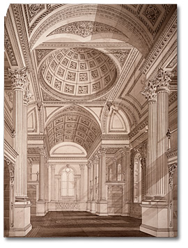 Drawing: Perspective of Library, Osgoode Hall, looking east, [ca. 1855-1856]