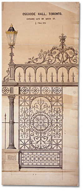 Dessin : Osgoode Hall, porte d’entrée [vers 1856]-1866