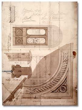 Dessin : Osgoode Hall : élévation avant, division 2, dessin 18, 1859