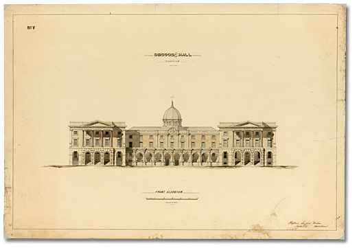 Dessin : Osgoode Hall : élévation avant, juin 1855