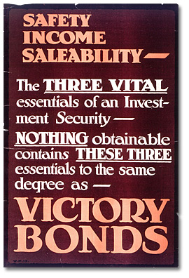 War Poster - Victory Bonds:  Safety, Income, Saleability - Victory Bonds [Canada], [between 1914 and 1918]