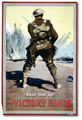 Affiche de guerre - L'emprunt de la victoire :  Back Him Up! Buy Victory Bonds [Canada], [vers 1918]