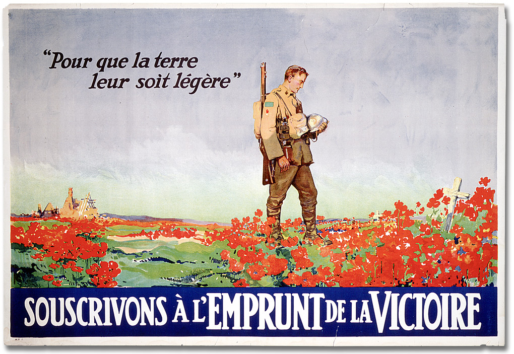 Affiche de guerre - L'emprunt de la victoire : Pour que la terre leur soit legere [Canada], [vers 1918]