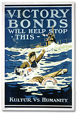 Affiche de guerre - L'emprunt de la victoire :  Victory Bonds Will Help Stop This - Kultur vs. Humanity [Canada], [vers 1918]