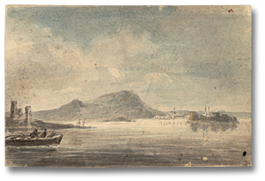Aquarelle : Montreal, Quebec, [vers 1792] (détail)
