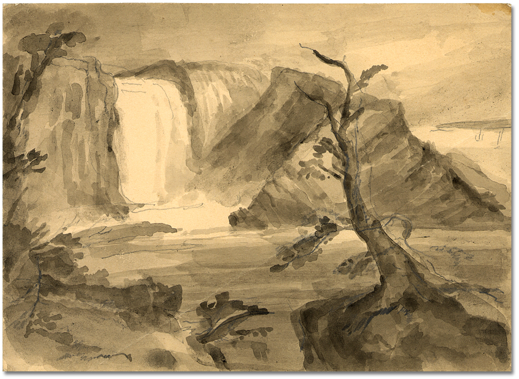 Lavis sur carton : Falls of Montmorency, [179?]