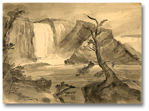 Lavis sur papier : Falls of Montmorency, [179?] (détail)