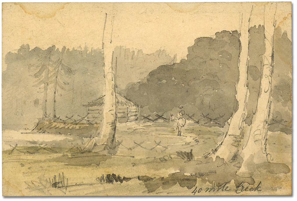Lavis sur carton : 40 Mile Creek [mai], [vers 1794]