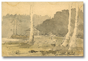 Lavis sur carton : 40 Mile Creek [mai], [vers 1794]