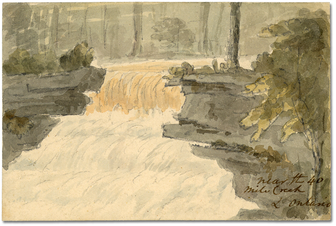Lavis sur papier : Near the 40 Mile Creek L. Ontario, [vers 1794] (détail)