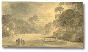 Watercolour: 40 Mile Creek, [ca. 1794] (detail)