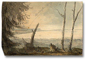 Lavis sur papier : Burlington Bay, Lake Ontario, 10 juin 1796 (détail)