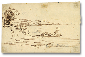 Dessin : York Harbour [juillet], [vers 1796] (détail)