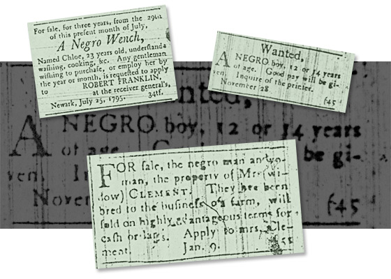 Advertisements: For Sale, a Negro Wench, Newark