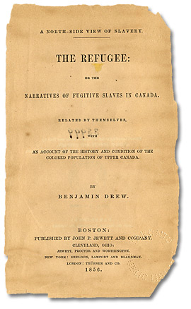 Title page, Benjamin Drew, A North-Side view of slavery