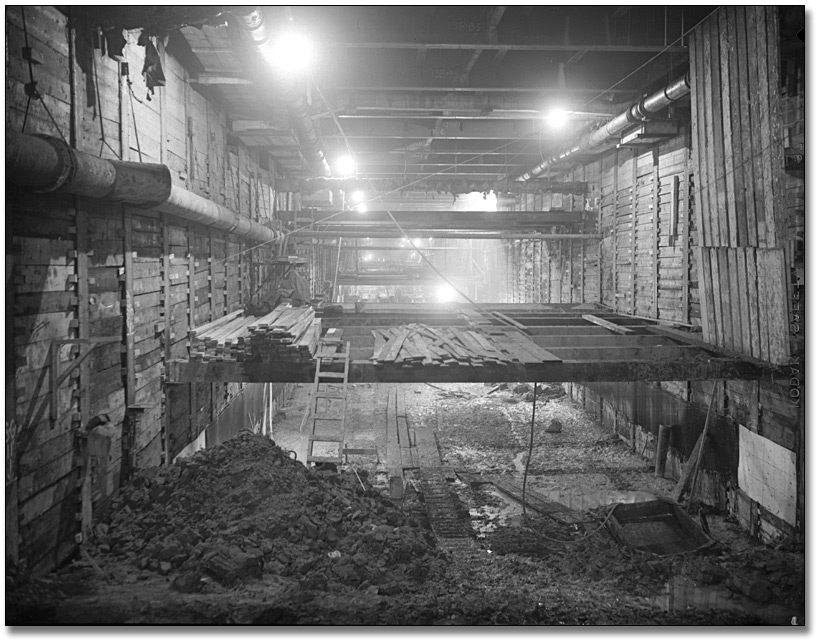 Construction of Yonge Street subway, November 8, 1949