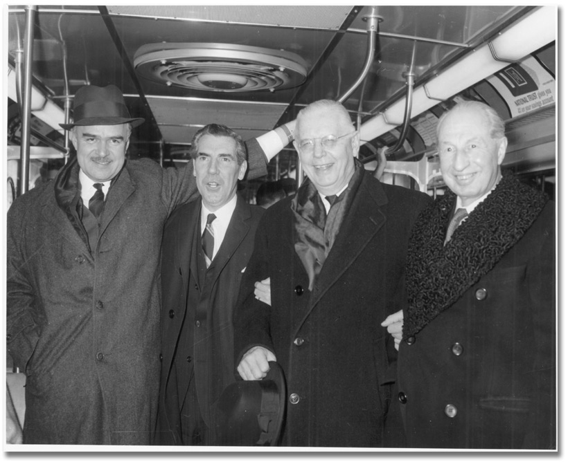 John Robarts, Donald Summerville, Leslie Frost and Keiler Mackay at subway opening, Toronto, 1963
