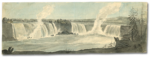 Aquarelle : Chutes Niagara (Niagara Falls), Ontario, 30 juillet 1792