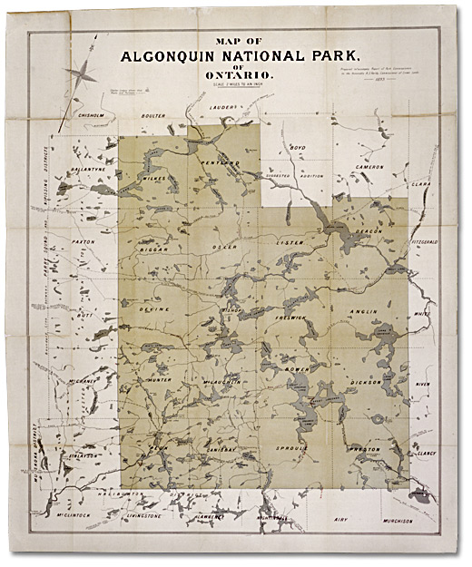 Map of Algonquin National Park of Ontario