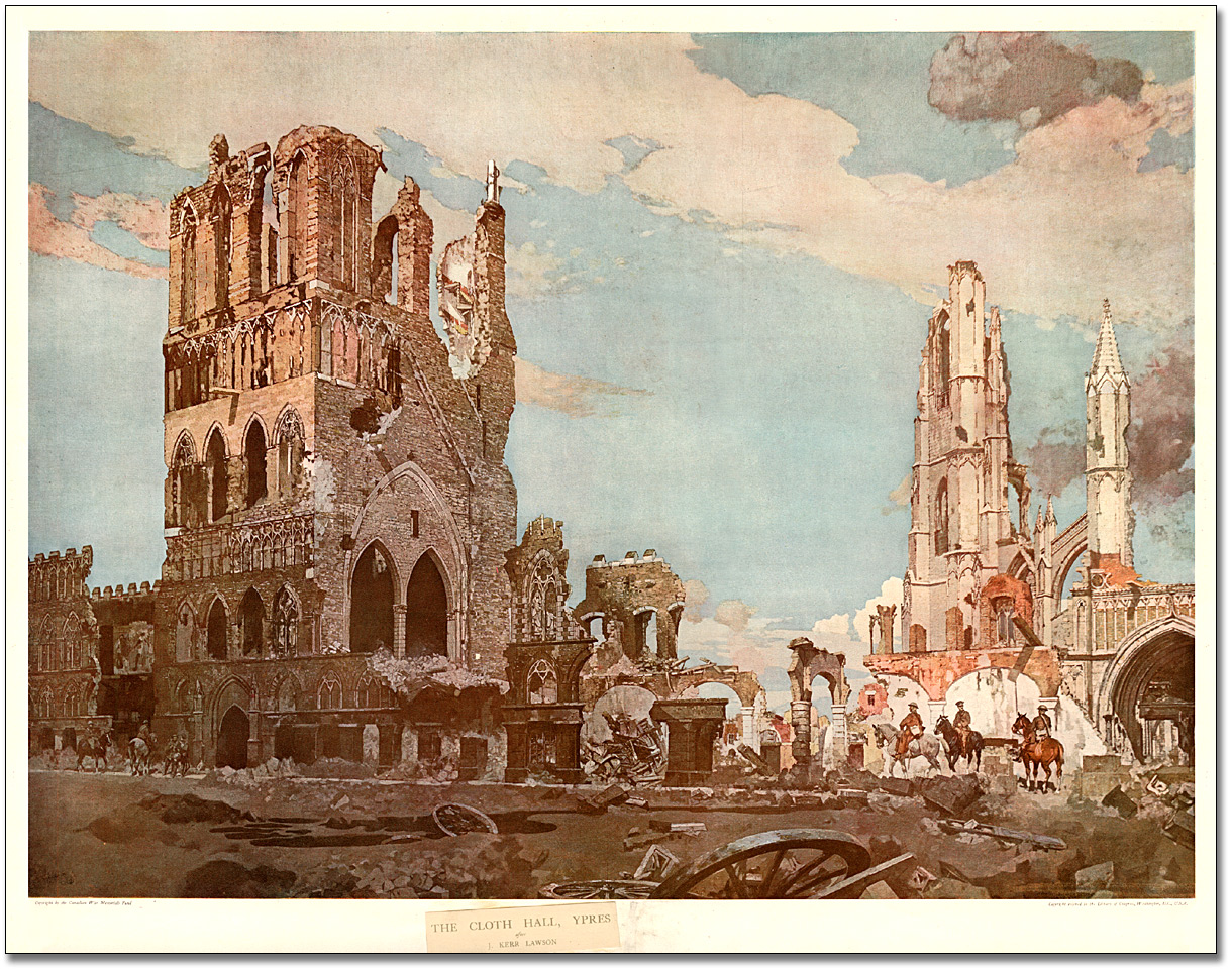 The Cloth Hall Ypres after J. Kerr Lawson
